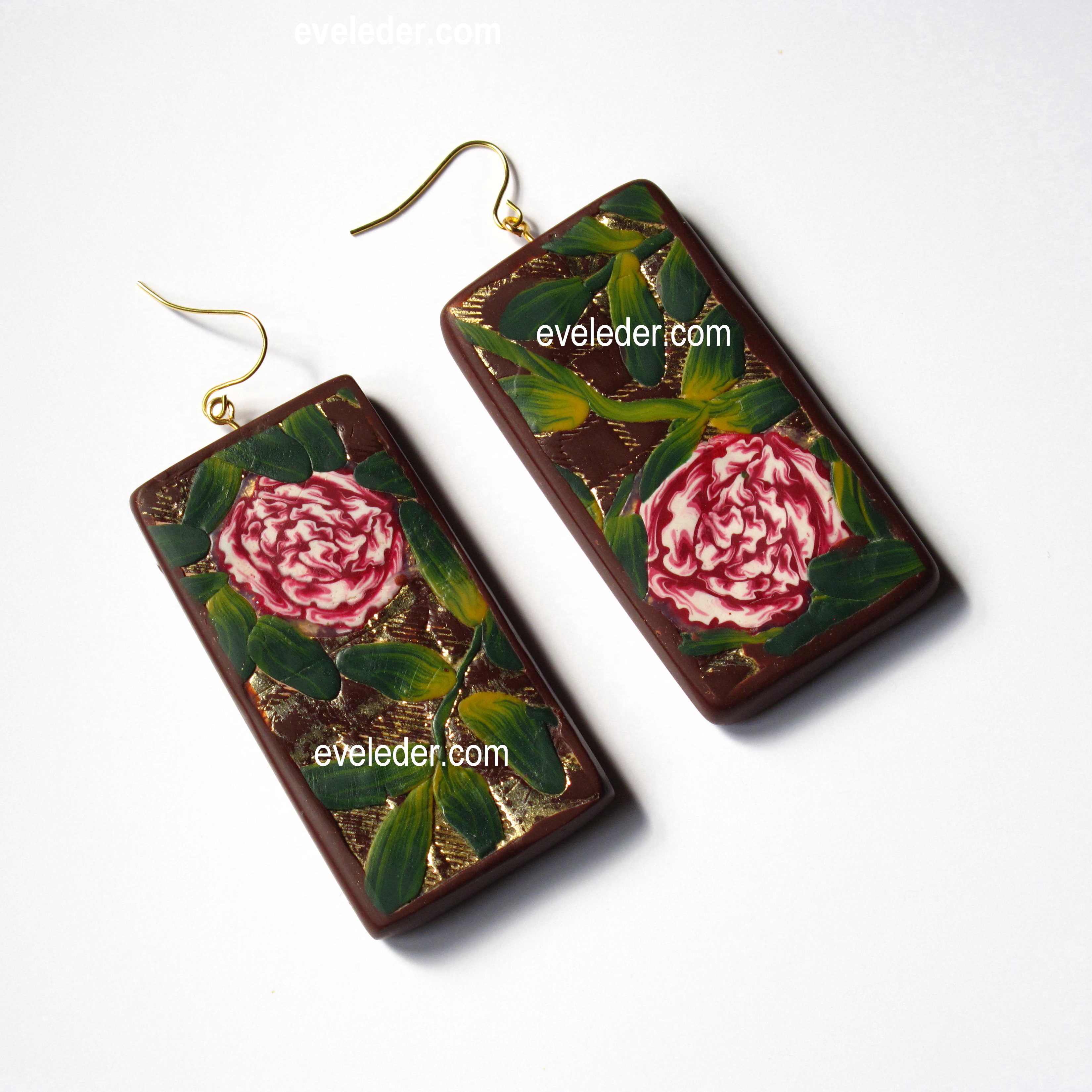 Polymer clay peony earrings floral polymer clay earrings dangle flower earrings dangle polymer clay earrings dangle peony earrings